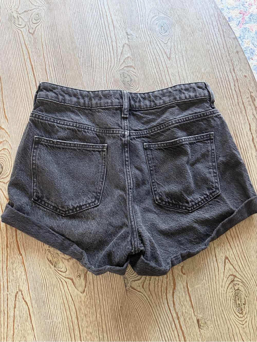 PacSun Women's Black Denim Cuffed High-Rise Shorts